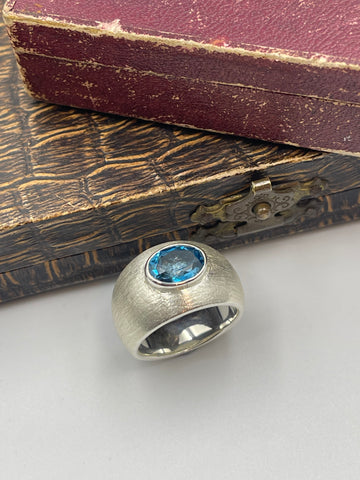 Blue topaz Bombe ring