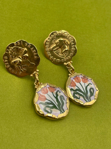 Large frilly tulip earrings