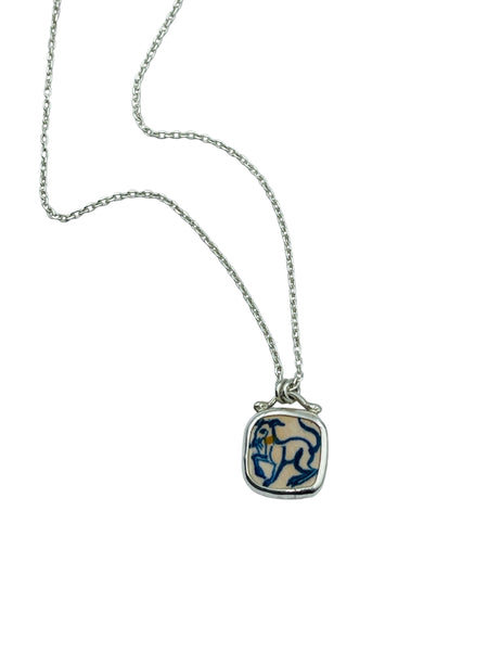 Tiny whippet silver pendant