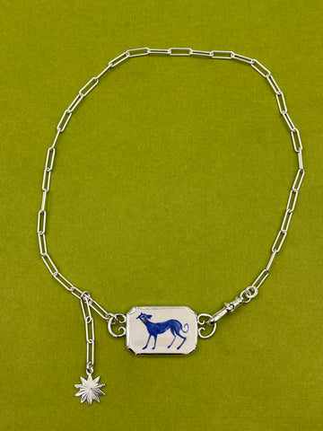 Little blue hound necklace