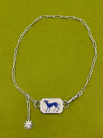 Little blue hound necklace