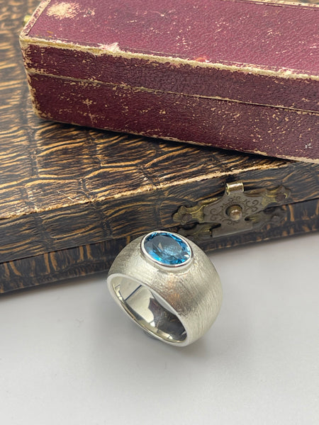 Swiss blue topaz Bombe ring