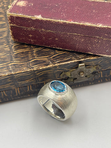 Swiss blue topaz Bombe ring