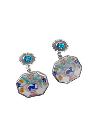 Blue topaz and vase earrings