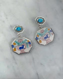 Blue topaz and vase earrings