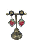 Flaming hearts and fire horse earrings