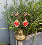 Flaming hearts and fire horse earrings