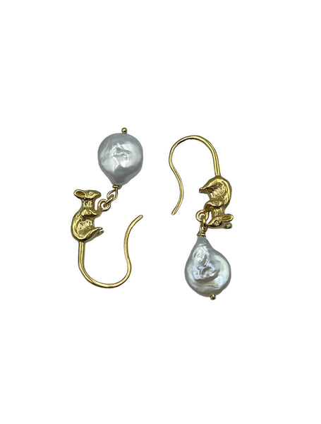 Mouse earrings with pearls