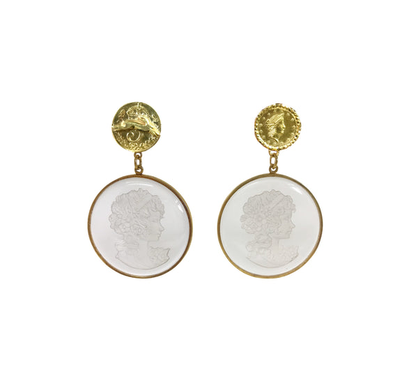 Crystal cut cameo earrings