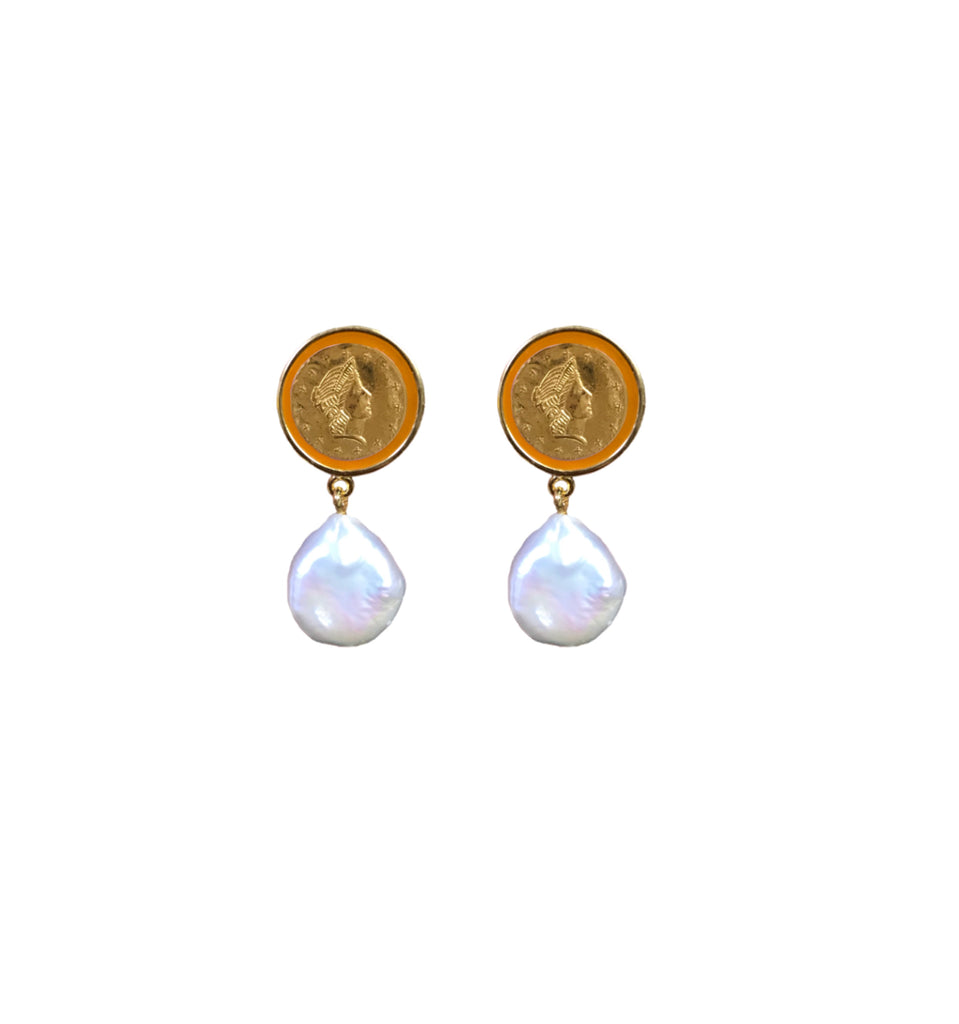 Colour pearl drop earrings – Becca Jewellery