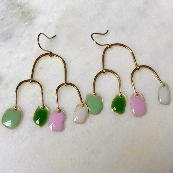 Enamel drop earring