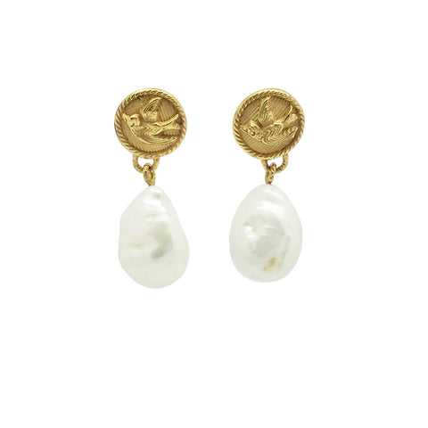 Swallow Pearl Drop Earrings